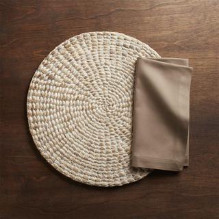 Whitewash Water Hyacinth Round Placemat, Set of 4