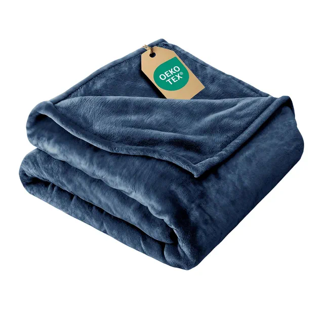 CGK Linens Ultra Soft Fleece Blanket - Lightweight Luxury Plush for Bed or Couch in Navy Blue, Size King