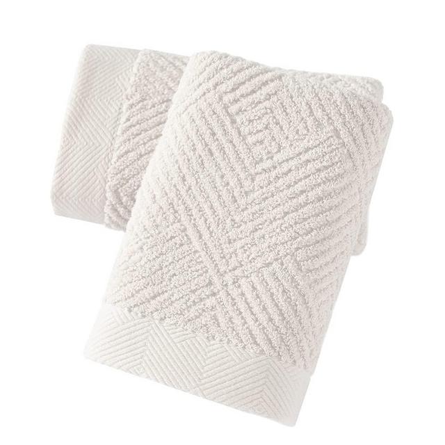 sense gnosis Super Soft White Hand Towels Terry Striped Weave Pattern Ultra Absorbent 100% Cotton Towel for Bathroom(13 X 29 Inch) , 2 Pieces