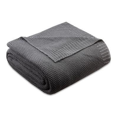 INK+IVY Bree Knit King Blanket in Charcoal
