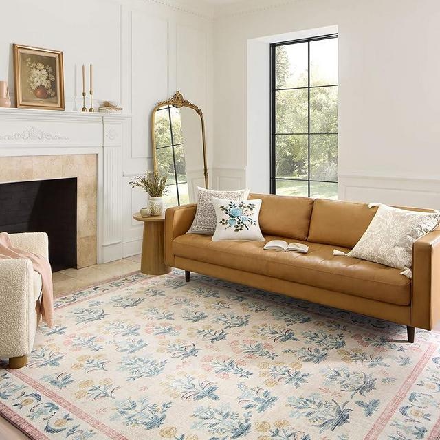 Rifle Paper Co. x Loloi Eden Collection EDE-01 Mughal Rose Blush 5'-0" x 7'-6" Area Rug feat. CloudPile