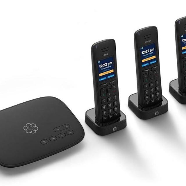 Ooma Telo VoIP with 3 HD3 Handsets Complete Home Phone System for Unlimited Nationwide Calling, Mobile App Access, and Robocall Blocking Affordable Landline Replacement