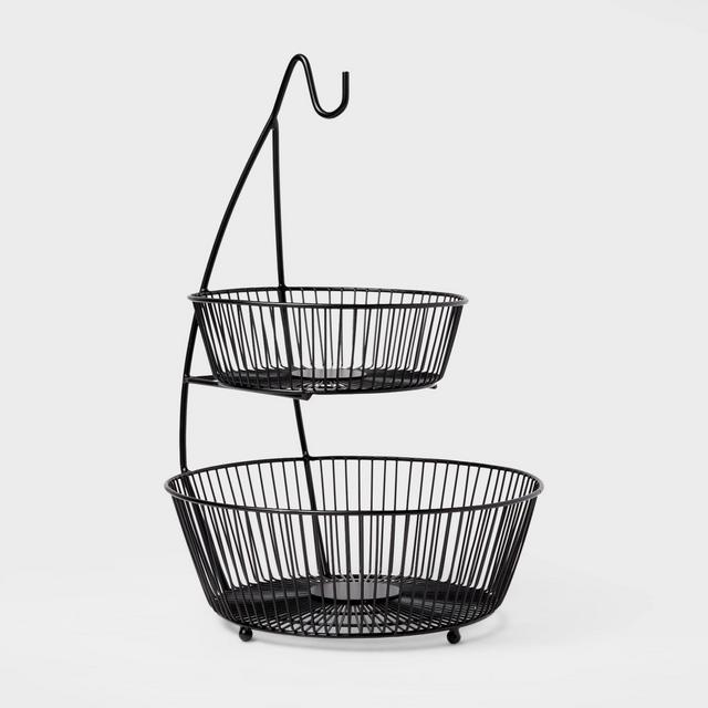 Iron Wire 2-Tier Fruit Basket wire Banana Hanger Black - Threshold™