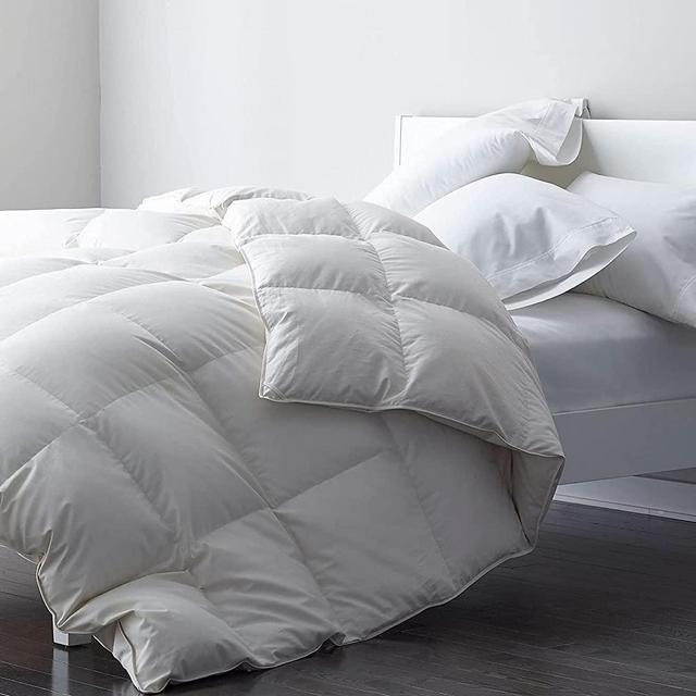 DWR Premium Feather Down Comforter Duvet Insert - 100% Cotton Cover, Medium Weight for All Season Bedding (California King, Ivory White)
