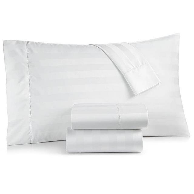 Charter Club Damask Stripe 550 Thread Count Supima Cotton 4 Piece Queen Sheet Set White