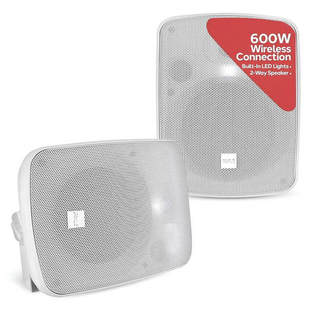 PYLE Outdoor Speakers - Pair of Bluetooth Waterproof Wireless Speakers - 600 Watt 2-Way Full Range Stereo Speaker, Marine Grade Weatherproof, Wall/Ceiling Universal Mounting - Home, Boat, Patio Pool