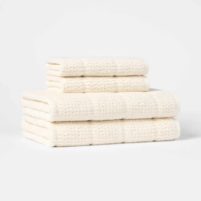 4pc Value Bathroom Towel Bundle Set Cream Solid - Threshold™