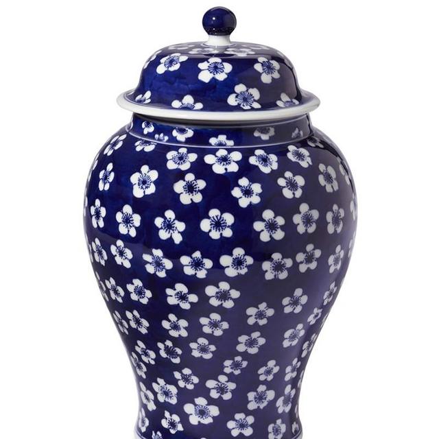 Blue & White Ginger Jar Lidded Urn, 12"