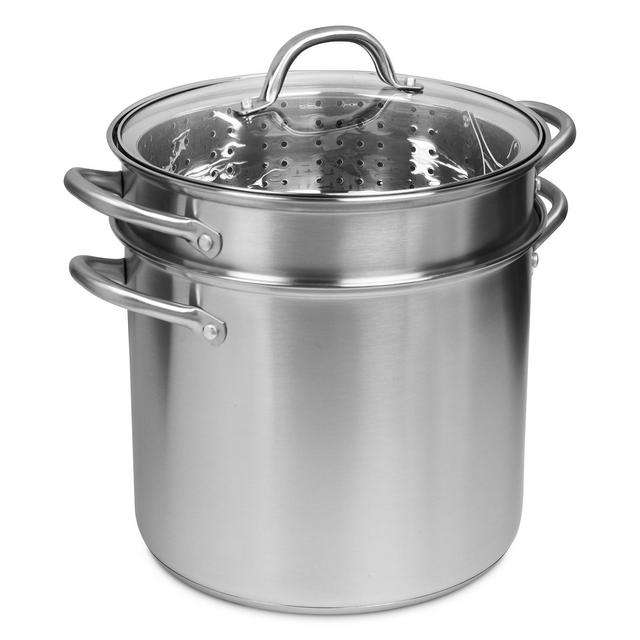 Calphalon Simply Stainless Steel 8 Qt. Covered Multi-Pot with Strainer &  Steamer Inserts - Macy's