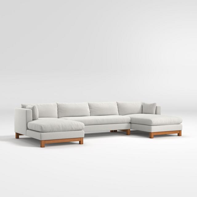 Pacific Bench 3-Piece U-Shaped Sectional with Wood Legs