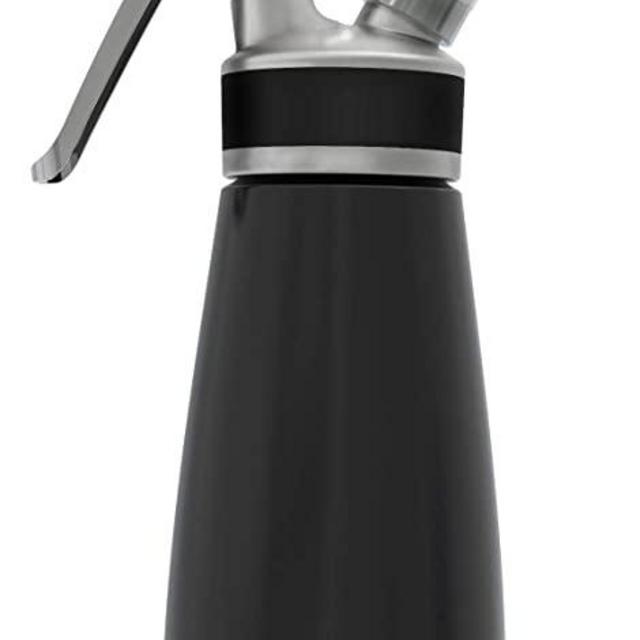 EurKitchen Premium Stainless Steel Whipped Cream Dispenser w/Leak-Free Reinforced Threads for Max Durability and Safety - 1-Pint Cream Whipper (Black) - Use Standard 8 Gram N2O Chargers (Not Included)