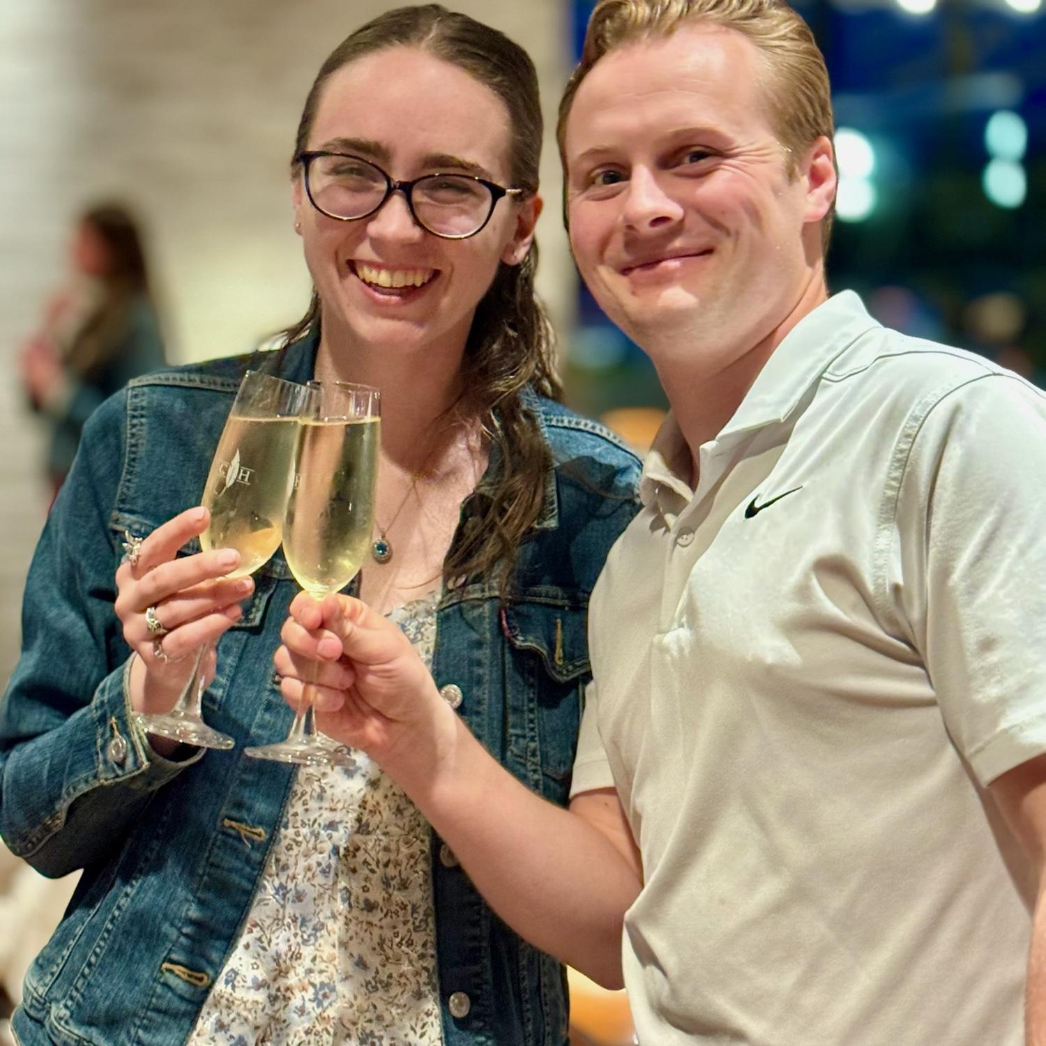After the engagement, Sean scheduled a dinner with both families at Piccolo Buco! It was tons of fun and when the server found out they were celebrating she brought them some Bubbly!