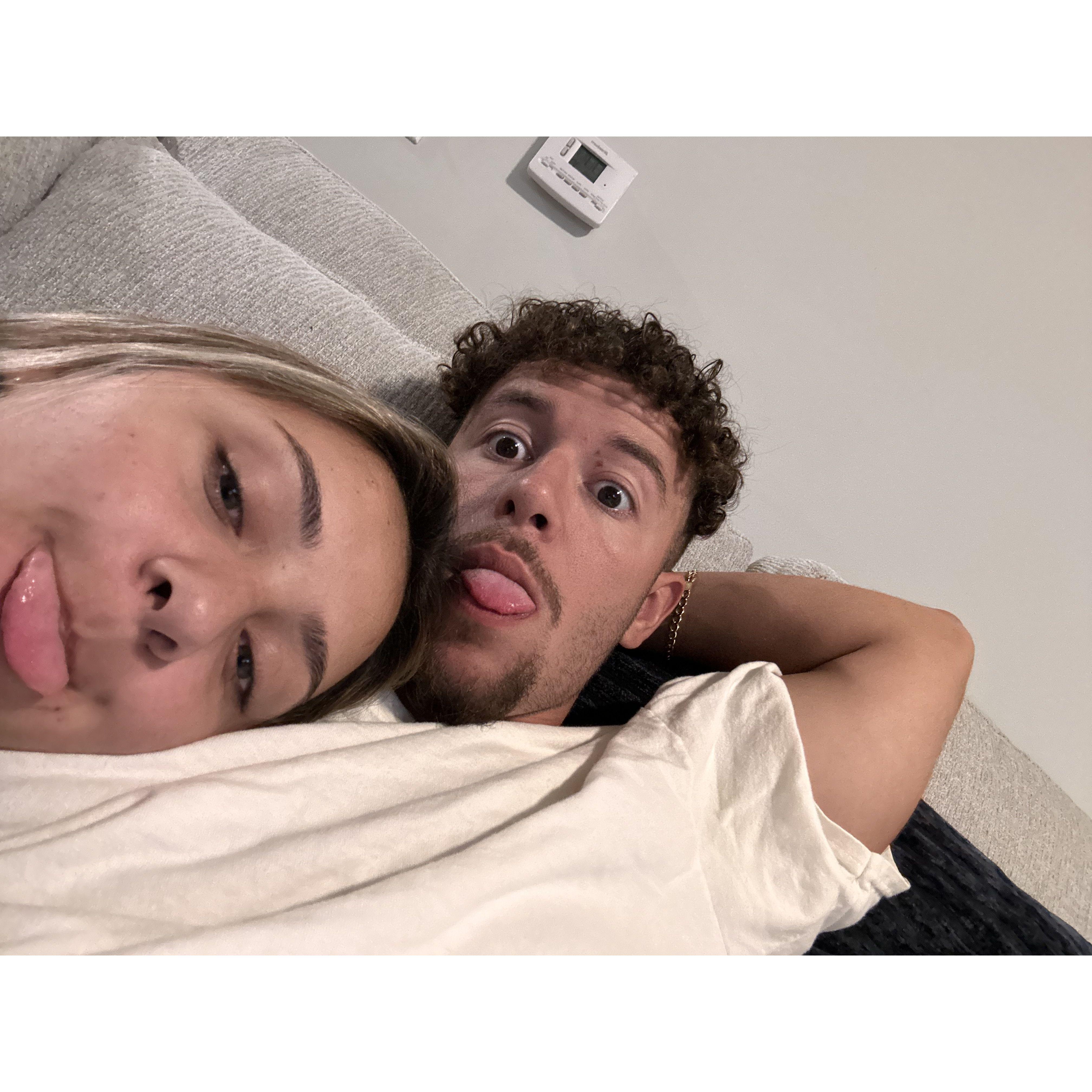 Watching a movie at Gabe's house