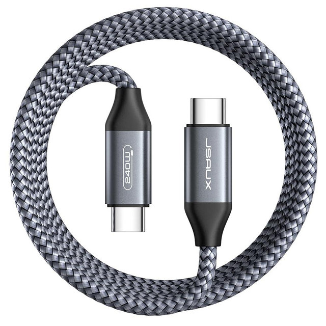 JSAUX 240W USB C to USB C Cable 2-Pack 10FT+10FT, 5A Type C to Type C Charger USB-C Fast Charging Cord Compatible with MacBook Pro/Air M2 iPad Pro Air 5/4, iPad Mini 6, Dell XPS Samsung S23/S22 Grey