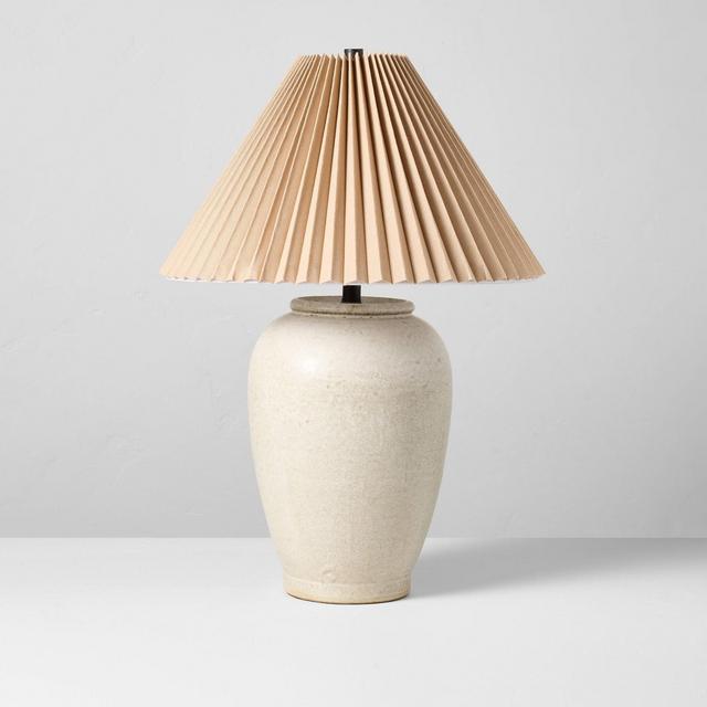 Ceramic Table Lamp Cream with Pleated Fabric Shade - Hearth & Hand™ with Magnolia