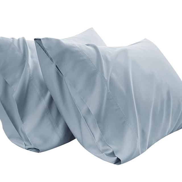 Bedsure Cooling Bamboo Pillowcases Set of 2 - Breathable Cool Ultra Soft Pillow Cases - Viscose from Bamboo - Organic Natural Silky Material, Moisture Wicking(Blue Fog, Queen Size 20x30 inches)