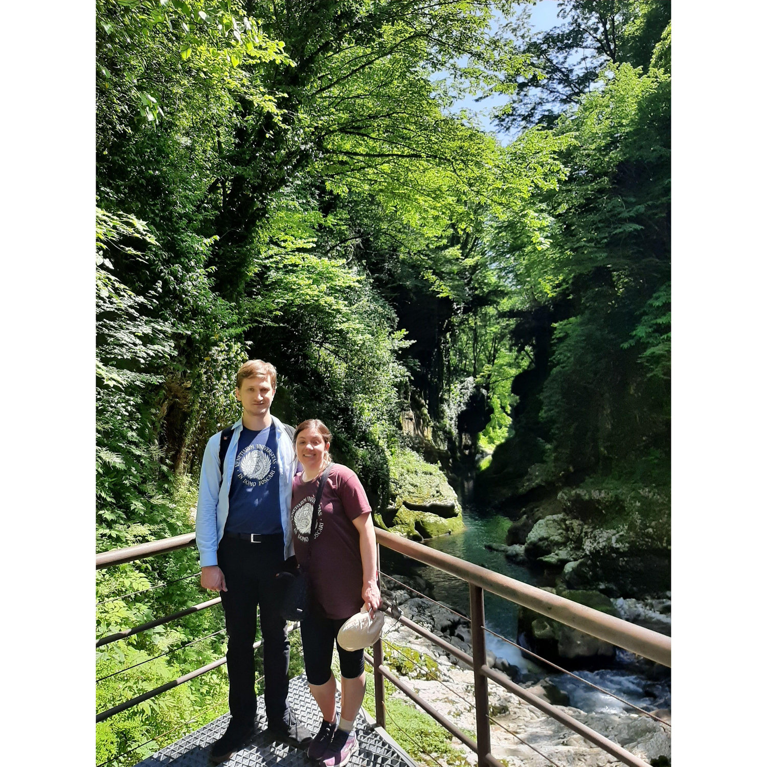 Blair and Nick at the Martvili Canyon in Georgia