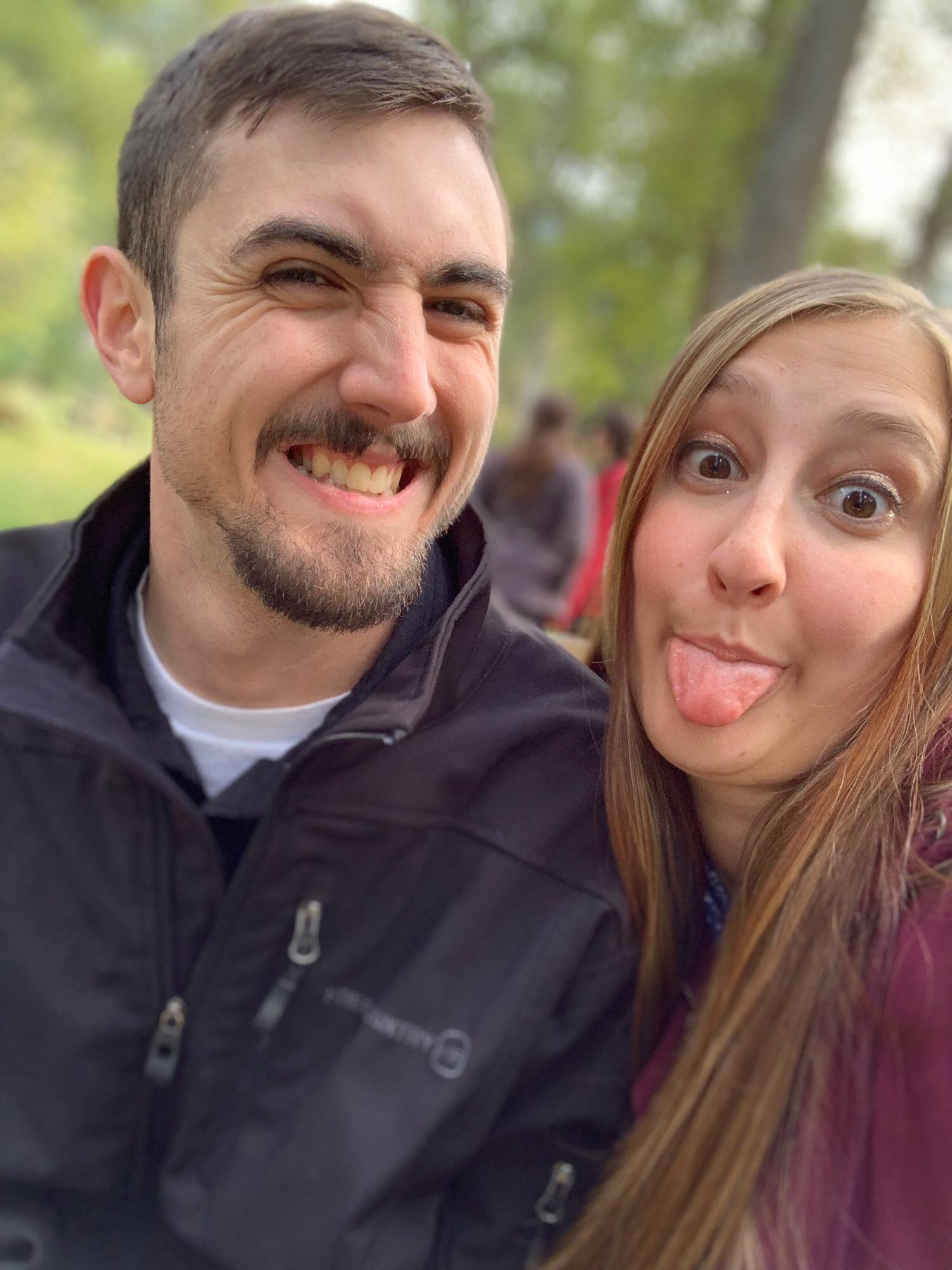 Sheldon and Megan being silly at one of their friends weddings October 2019. They cannot take a normal picture.