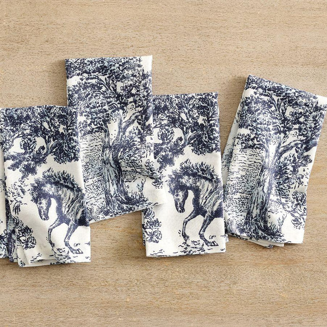 Brandon Maxwell Groveland Toile Napkins, Set of 4 - Black/White