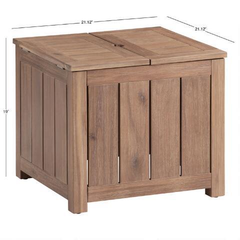 Paulo Square Acacia Wood Outdoor Umbrella Side Table