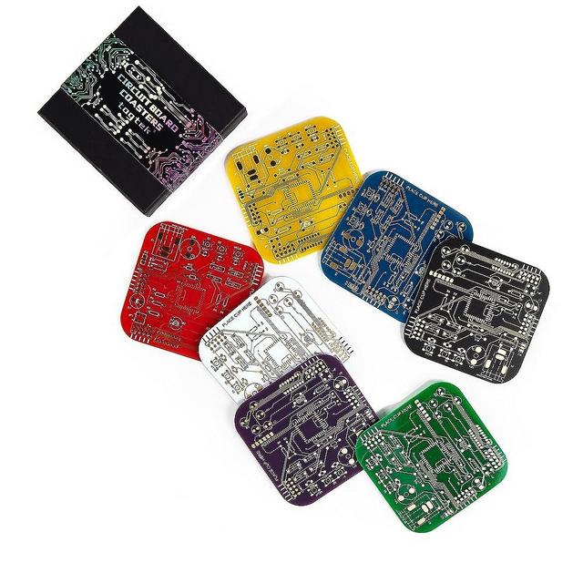 Coasters for Drinks Circuit Board Coasters 7 Colors PCB Mat Decor White Elephant Gifts for Adults Coffee Table Bar Office Funny Coaster for Gamer Geek Nerd Engineer Dad Novelty Gifts