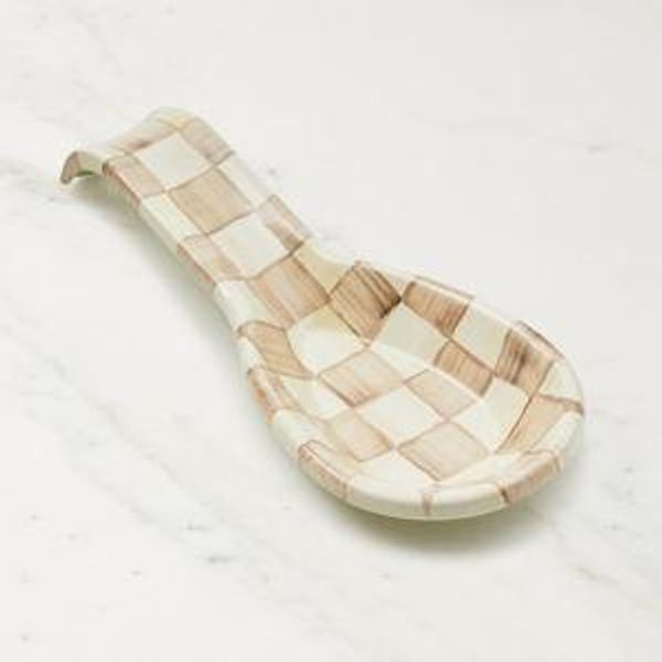 MacKenzie-Childs Enamel Spoon Rest in Mocha Check