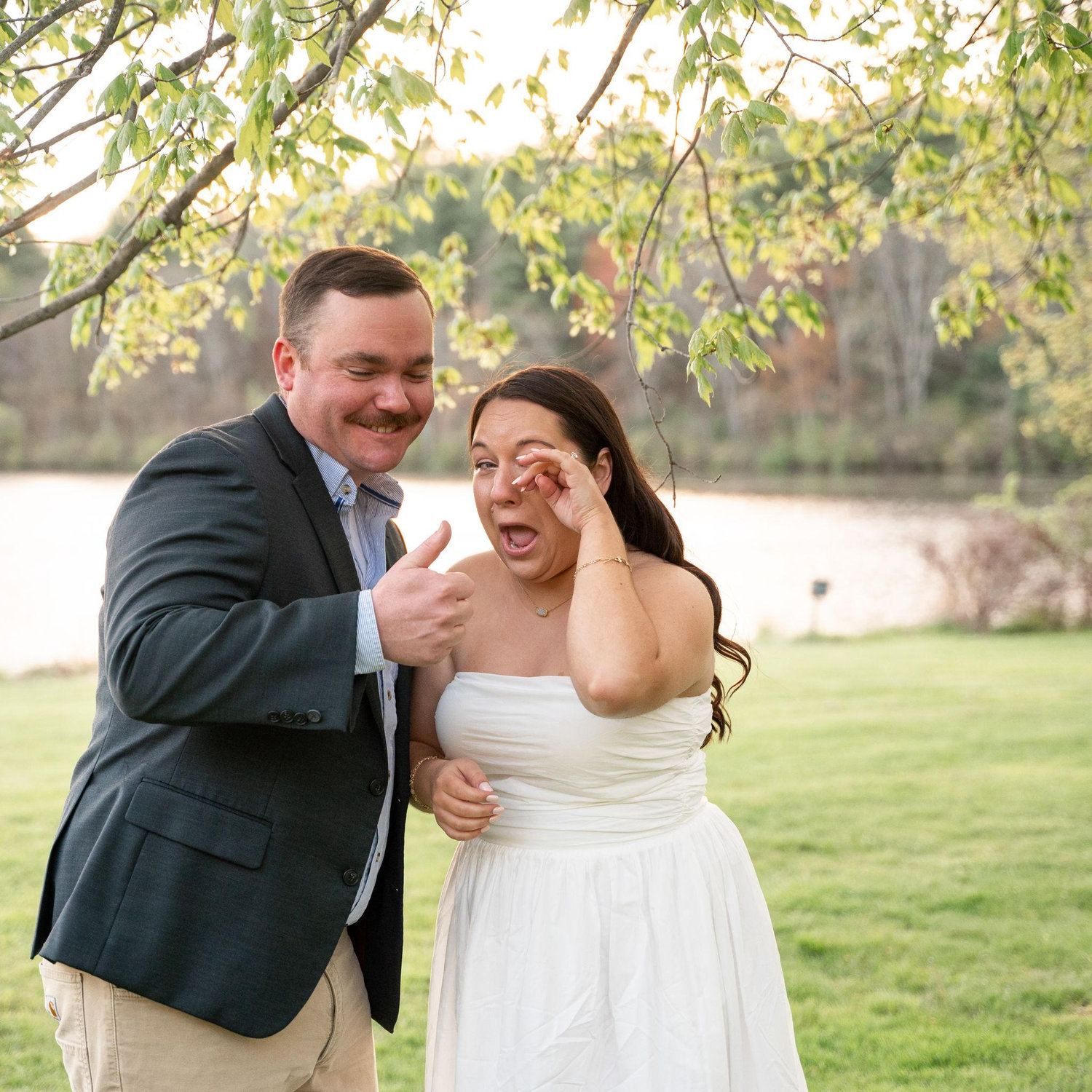 Love a candid engagement pic!