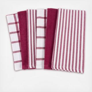 Mixed Flat & Terry Kitchen Towels, Set of 6