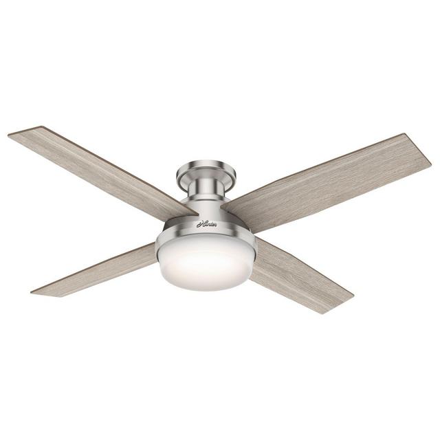 Hunter® 52-Inch Dempsey Low Profile 2-Light Ceiling Fan in Brushed Nickel with Remote Control