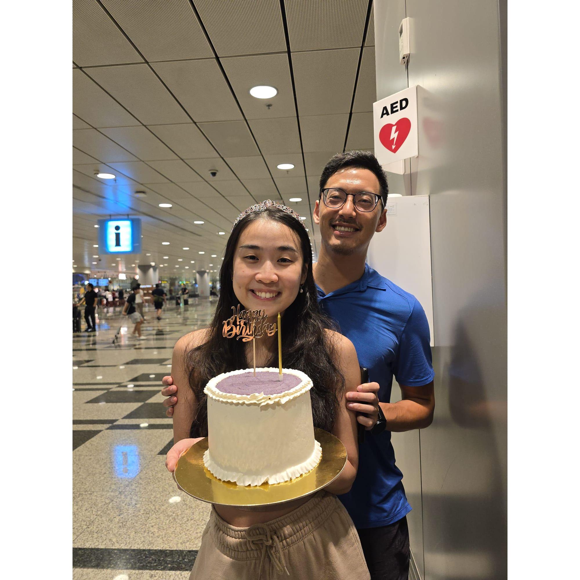 Rich's birthday, at the airport!