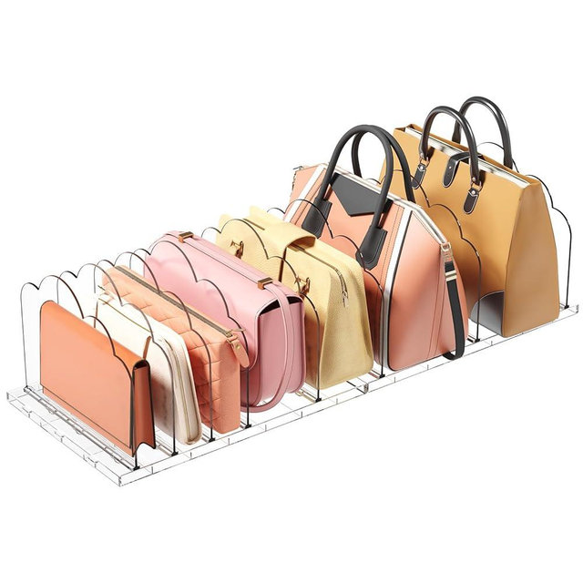 Lifewit 2 Pack Plastic Purse Organizer for Closet, Adjustable Shelf Dividers for Closet Organization, Clear Bag Storage Organizer, Separators for Handbag, Clutch,Tote, Book in Bedroom, Office