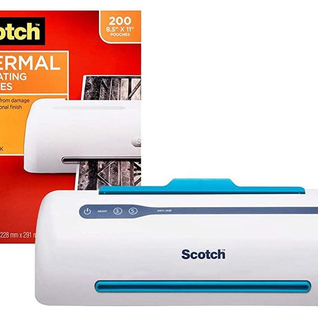 Scotch PRO Thermal Laminator and Pouch Bundle, 2 Roller System, Never Jam Technology Automatically Prevents Misfed Items (TL906) with Scotch Thermal Laminating Pouches, 200-Pack (TP3854-200)