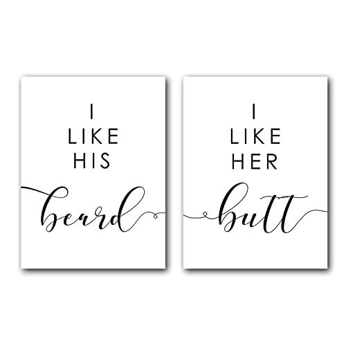 I like his Beard, I like her Butt, UNFRAMED, 18 x 24 Inch print, Minimalist Art, Typography Art, Bedroom Wall Art, Romantic Gift, Home Wall Art, Poster
