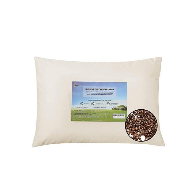 Lofe Organic Buckwheat Pillow for Sleeping - Standard Size 20''x26'', Adjustable Loft, Breathable for Cool Sleep, Cervical Support for Back and Side Sleepers(Tartary Buckwheat Hulls)