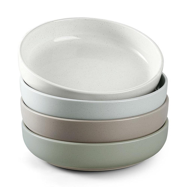 HaWare Pasta Bowls Set of 4, 33oz Large Salad Bowls for Home Kitchen, Ceramic Serving Plates for Soup, Cereal, Scratch-resistant Wide and Shallow Dinner Bowl, Microwave & Dishwasher Safe, Multicolor