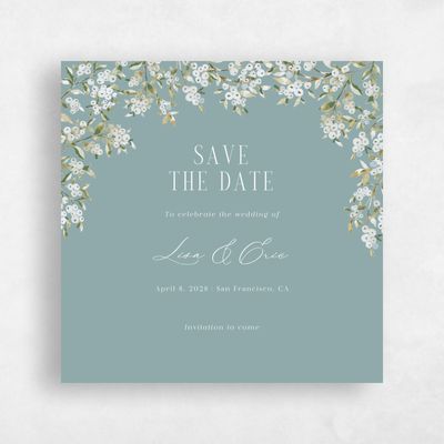 Blue Sage Wedding Save the Date - Allegra Square