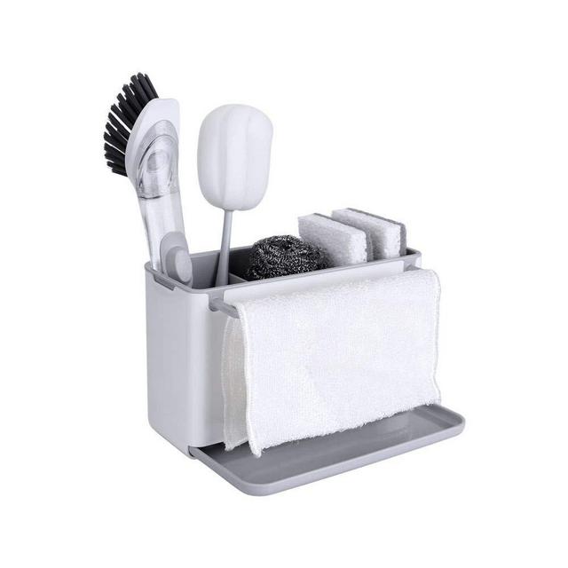 XL Sink Caddy - Large Wall Mounted Sponge Holder Organizer - Drawer-out drip tray for easy draining - Detachable for Easy Cleaning - 4 Compartments to Avoid Mess- Dishwasher Safe - by KITCHENDAO