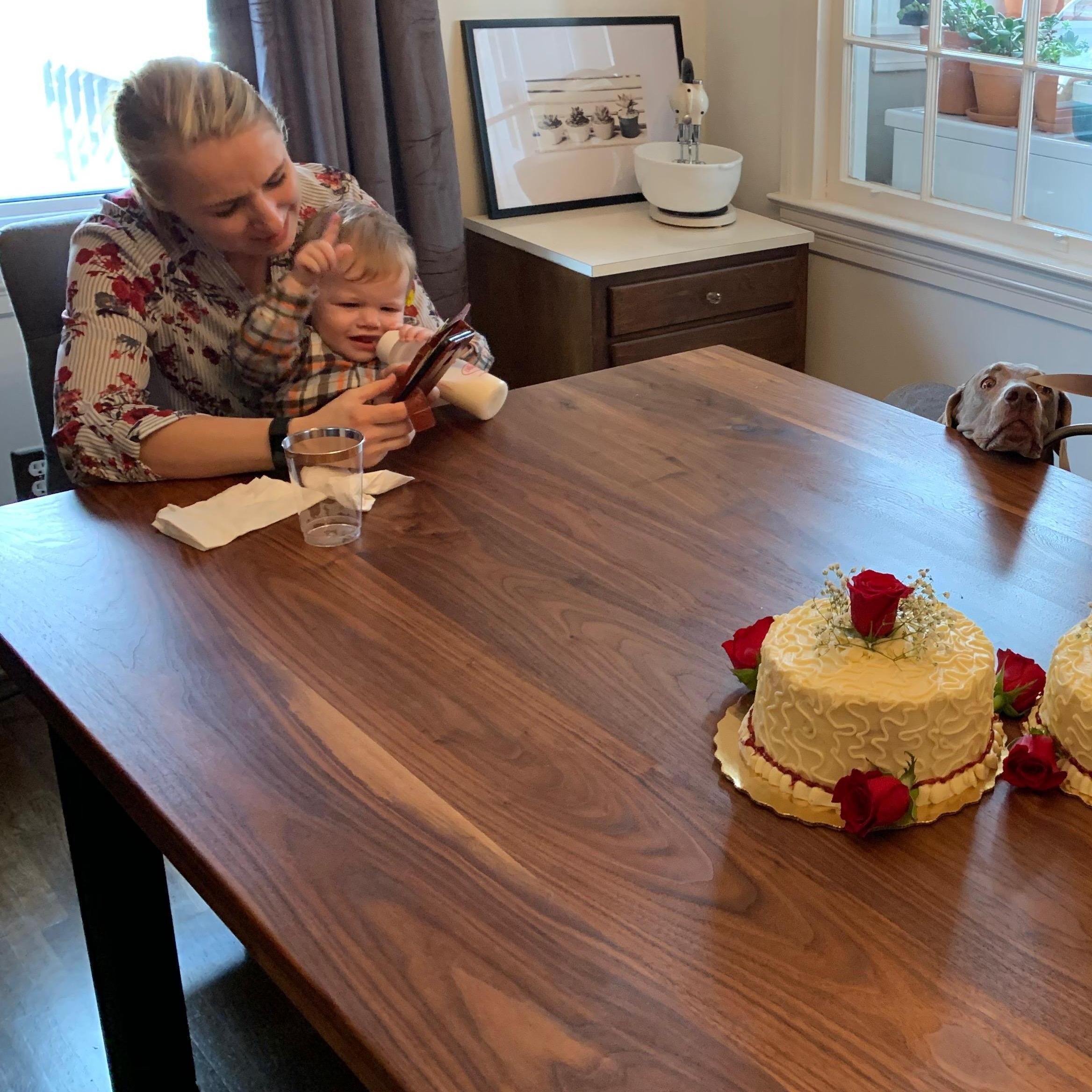 Natalia and our baby mascot, Taylor... and Jordan, still obsessed with the cake.