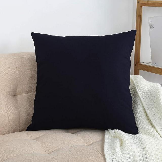 TangDepot Cotton Solid Throw Pillow Covers, 26" x 26" , Dark Navy