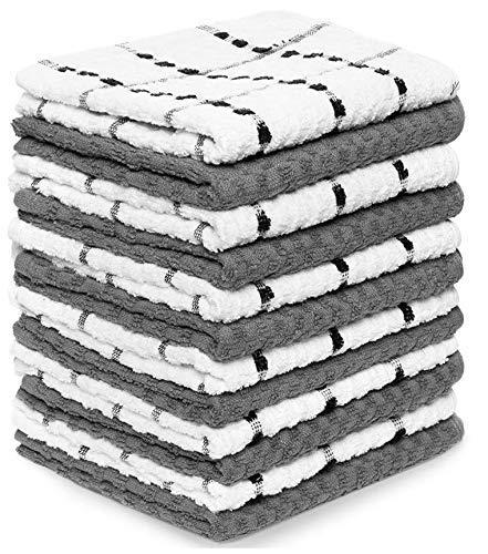 Zeppoli Kitchen Towels, 12 Pack - 100% Soft Cotton - 15 x 25 Inches - Dobby Weave - Great for Cooking in Kitchen and Household Cleaning (12-Pack)