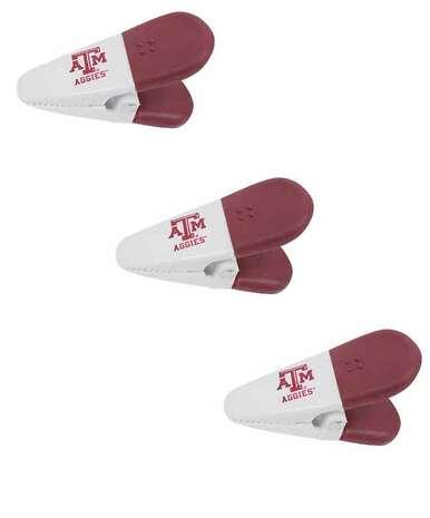 Texas A&M Aggie 3 PC. Magnetic Plastic Bag Clip, Maroon & White