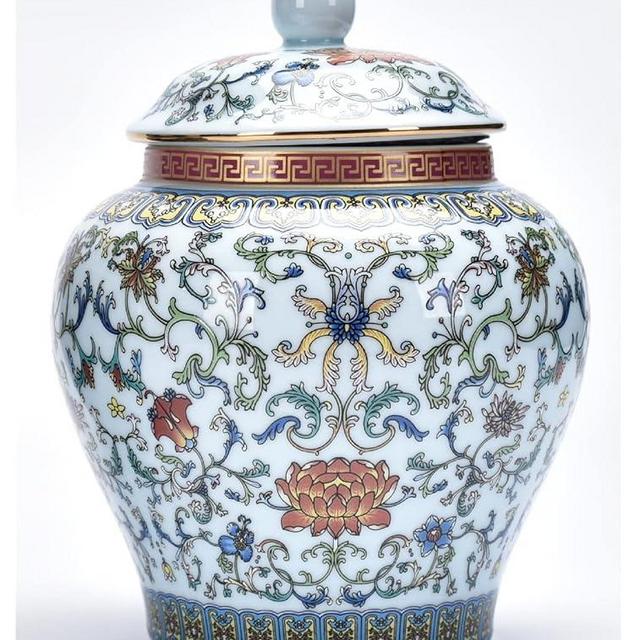 Ginger Jar Decorative Jar Ancient Chinese Imperial Enamel Porcelain (Small, White)
