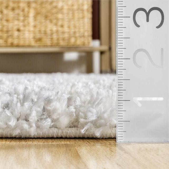 Ivory Shaded Shag With Tassels Area Rug