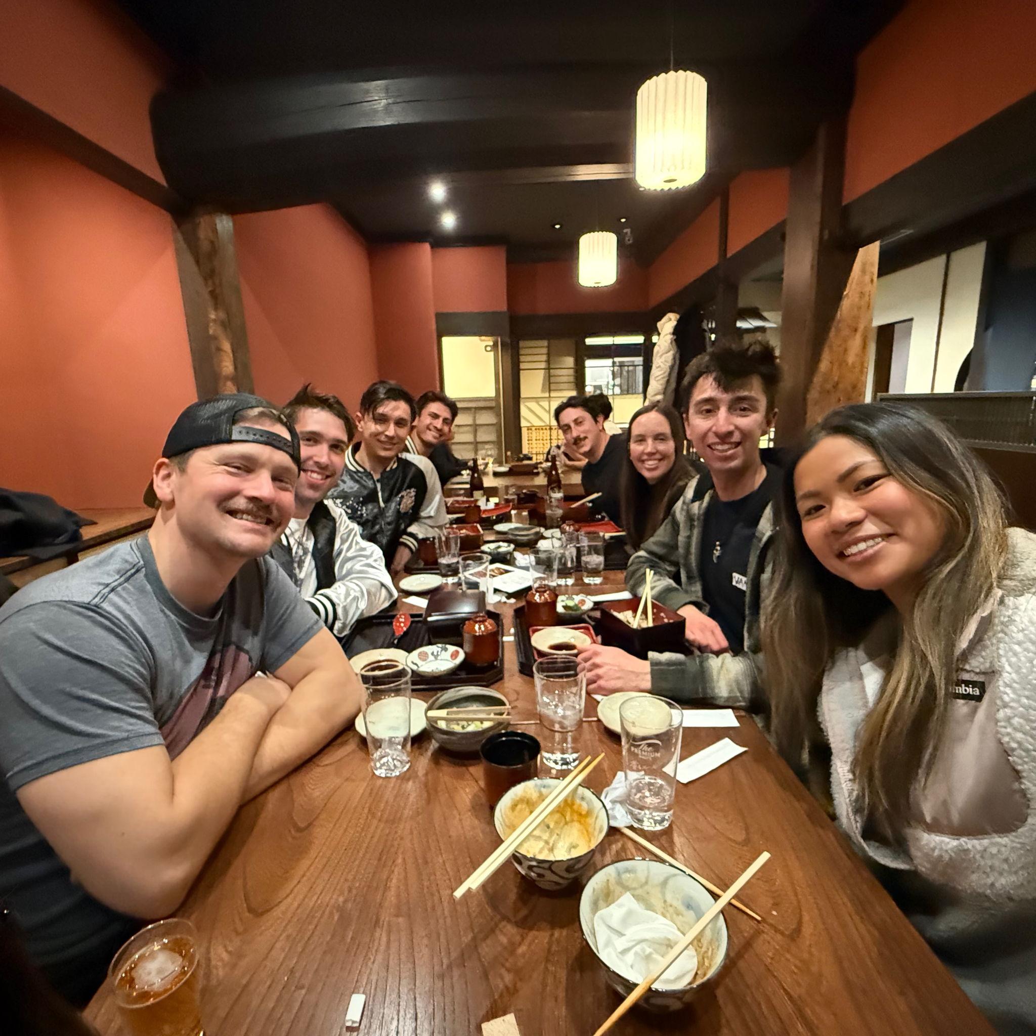 The San Diego crew in Japan having unagi