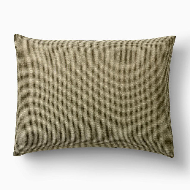 European Linen Mini Waffle, Standard Sham, Dark Olive