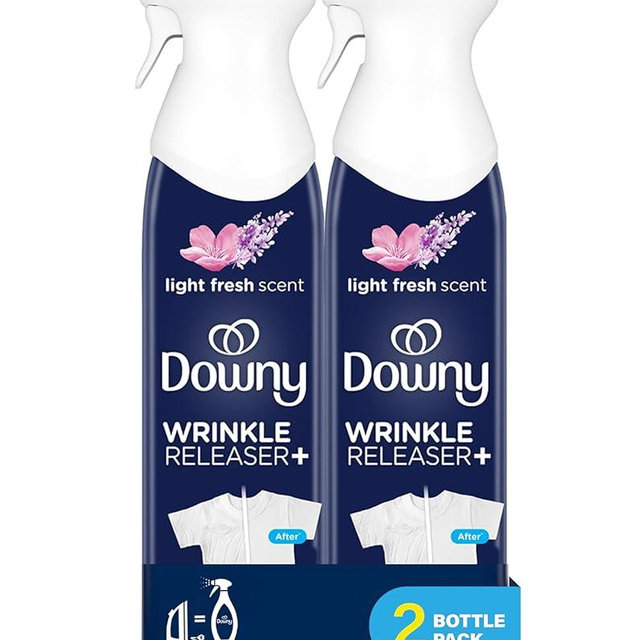 Downy Wrinkle Releaser Spray | All In One Wrinkle Release Spray, Odor Eliminator, Static Remover | Fabric Refresher & Ironing Aid for Clothes | 9.7 Fl Oz (Pack of 2), Fresh Scent