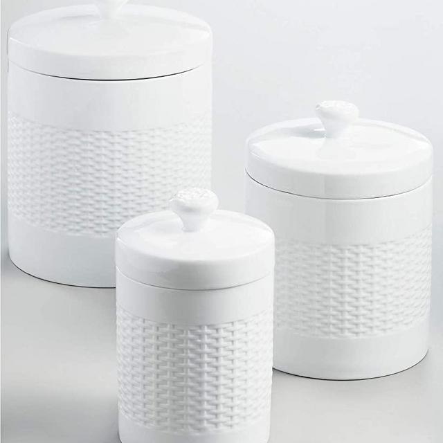 Martha Stewart Collection Set of 3 Basketweave Canisters