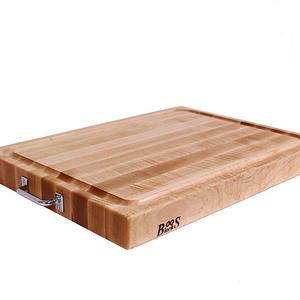 John Boos Reversible Maple Edge Grain Cutting Board with Juice Groove and Chrome Handles, 24 Inches x 18 Inches x 2.25 Inches