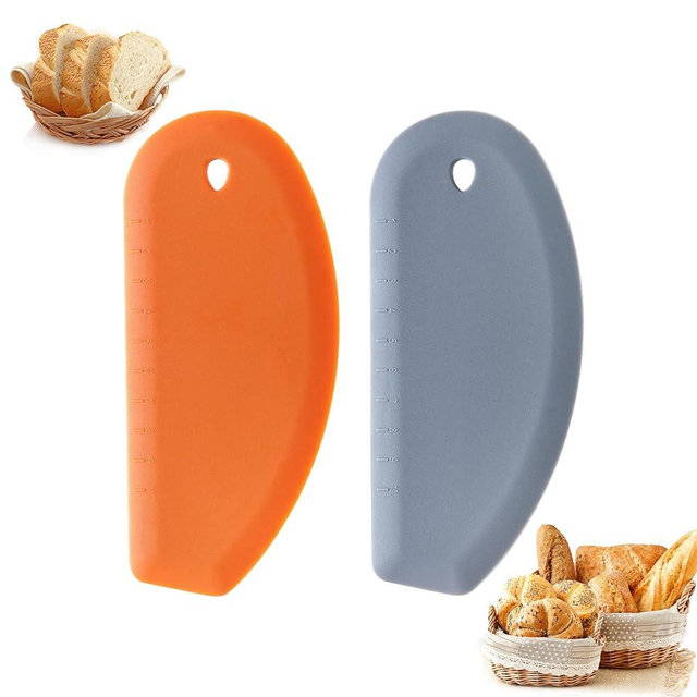 2PCS Bowl Scraper, Kaloo Silicone Food Scraper for Bread, Bench, Dough, Sourdough, Baking Dishwasher Safe (6.9"*3.14", Grey+Orange)