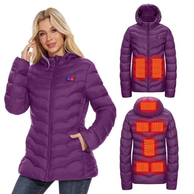 OAOA innovation Womens Heated Jacket with 10000mAh Battery Pack, Dual Control Button Heated Coat